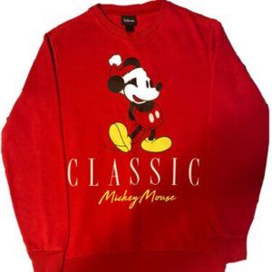 Disney Mens Mickey Mouse Christmas Sweater Size S Red Holiday Pullover